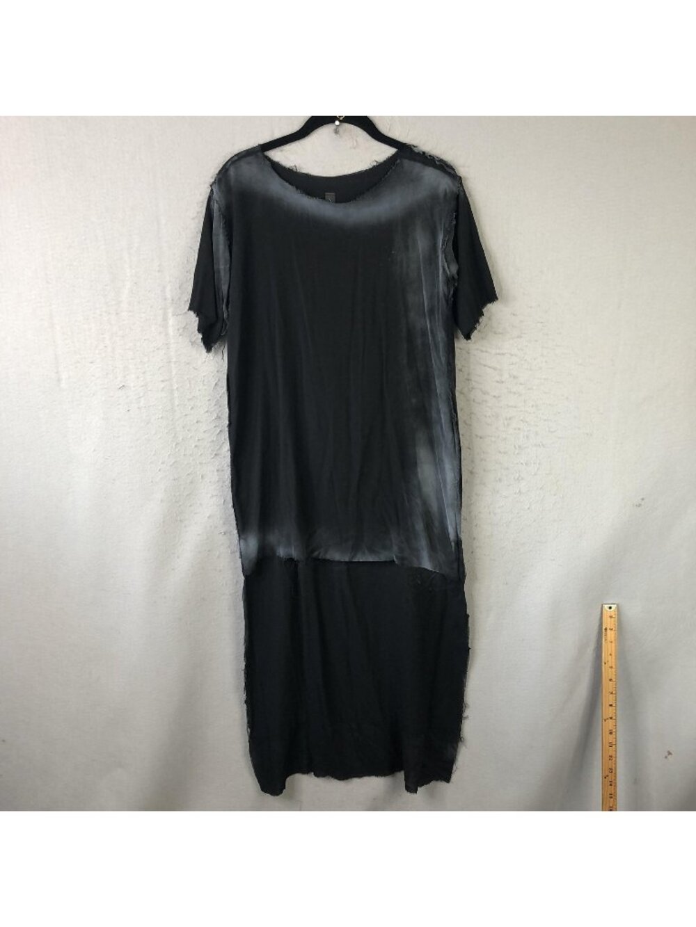 Goth Dress Womens L Black Maxi Shift Raw Edge Asym Hem Avant Garde Lagenlook